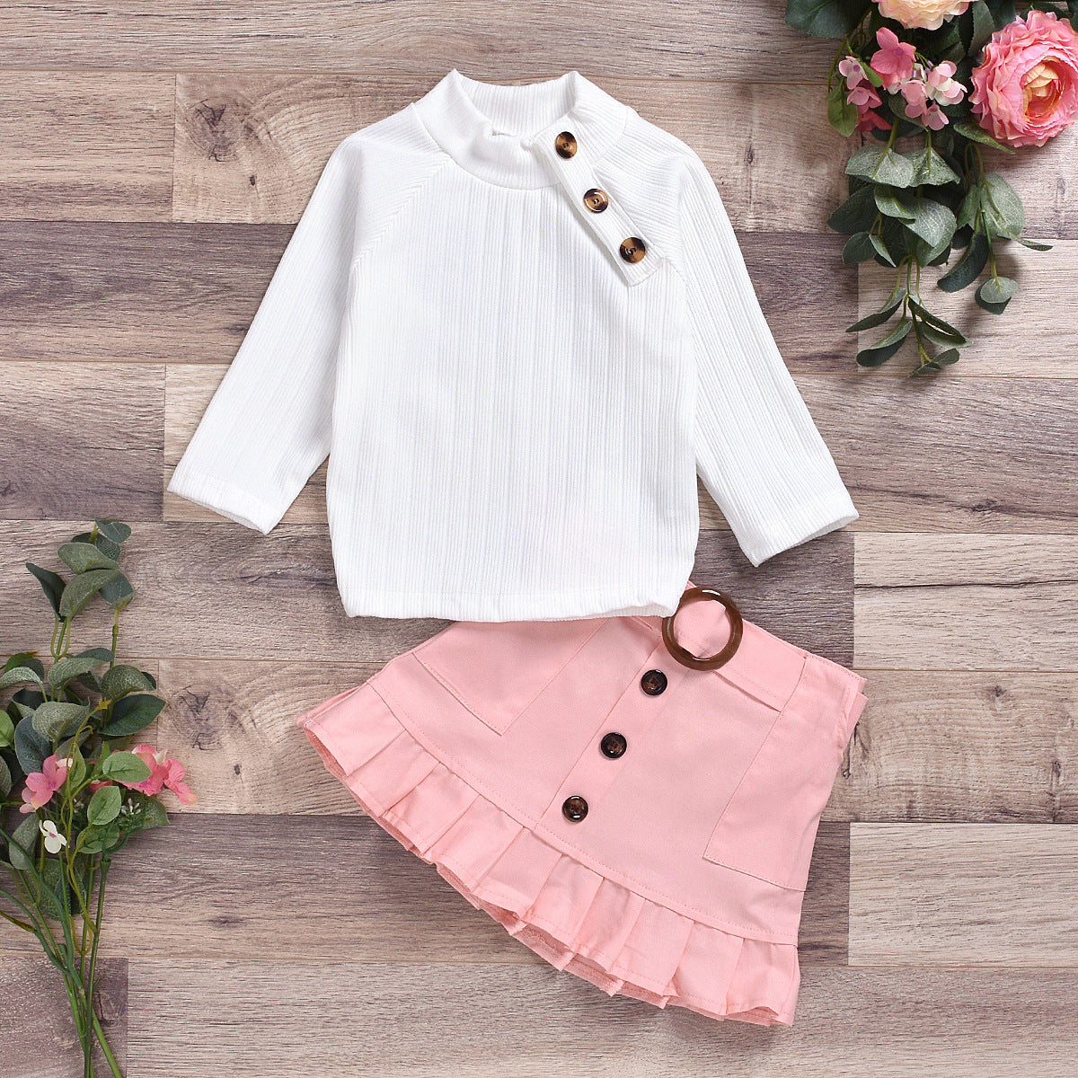 Pure cotton pit strip children's suit Girl Clothing Set Skirt Suit