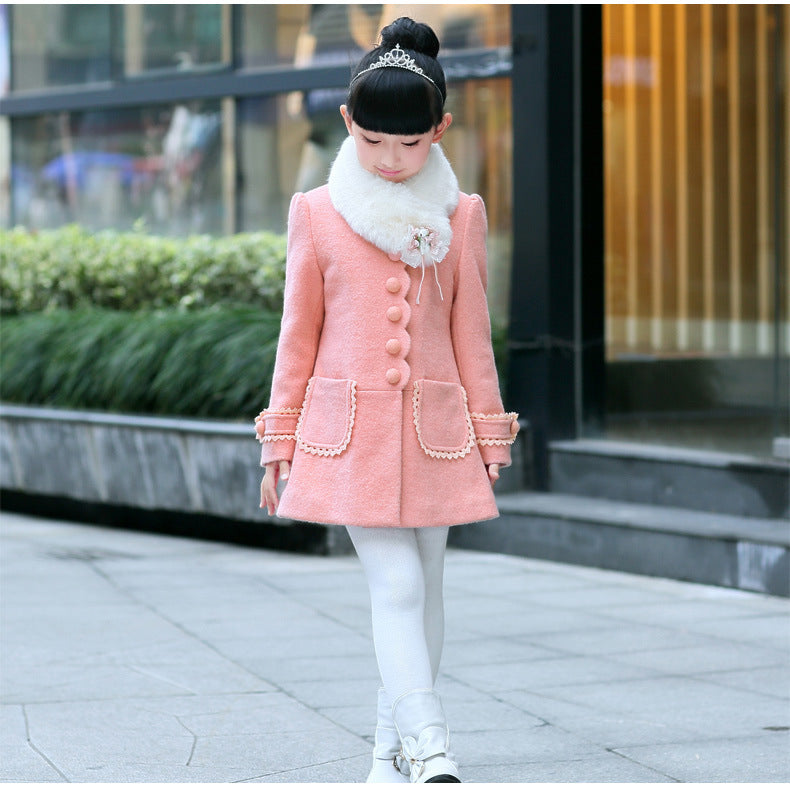 Children's fur collar coat Warm Winter Girls