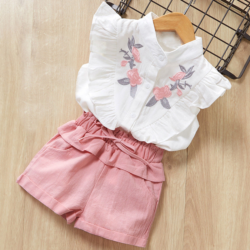 Top solid color shorts princess suit