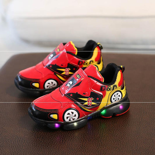 Cartoon Boys breathable non-slip glowing LED sneakers