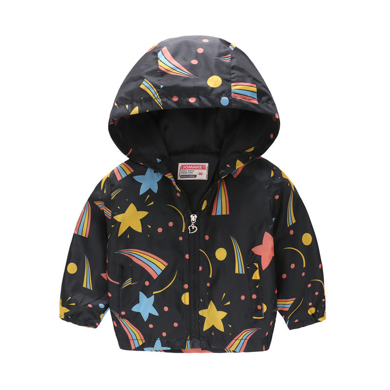 Hooded jacket with print pattern Boys Girls 16 Pattern Available