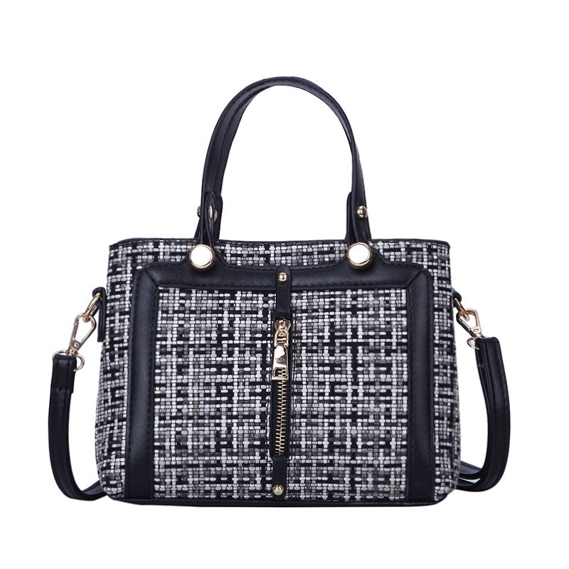 Color plaid three-dimensional generous bag