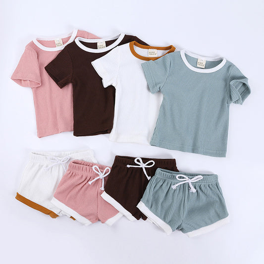 Children's suit pit strip short sleeve PP pants Two-Piece Suit Boy Girl