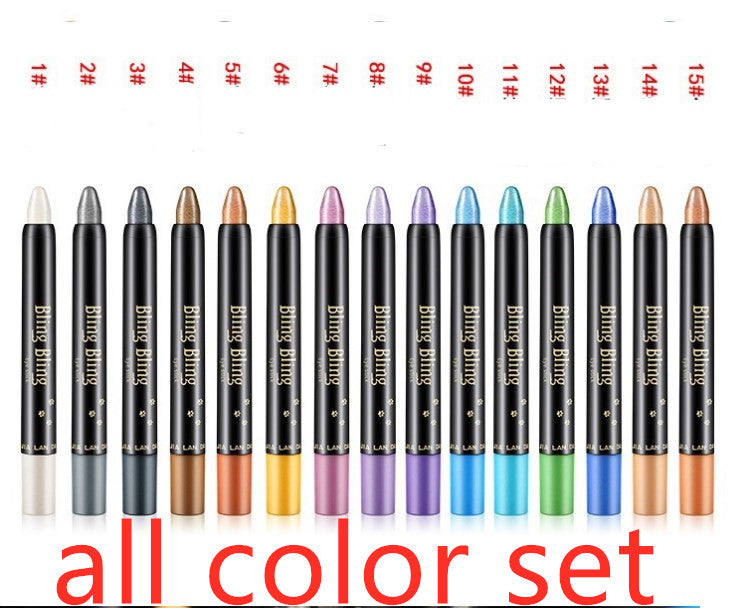 15 Shades Colored pearl Glitter Eyeshadow & Eyeliner Stick Professional