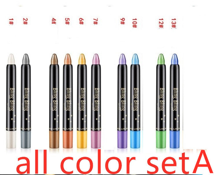 15 Shades Colored pearl Glitter Eyeshadow & Eyeliner Stick Professional