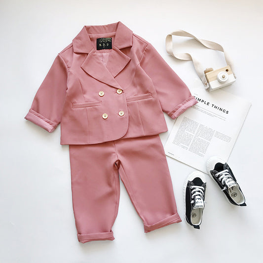 Pink Girl's Suit Pink Autumn Suit