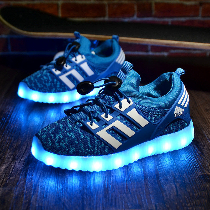 Rechargeable Luminous Shoes Children Shoes USB Colorful Flying Woven Light Shoes