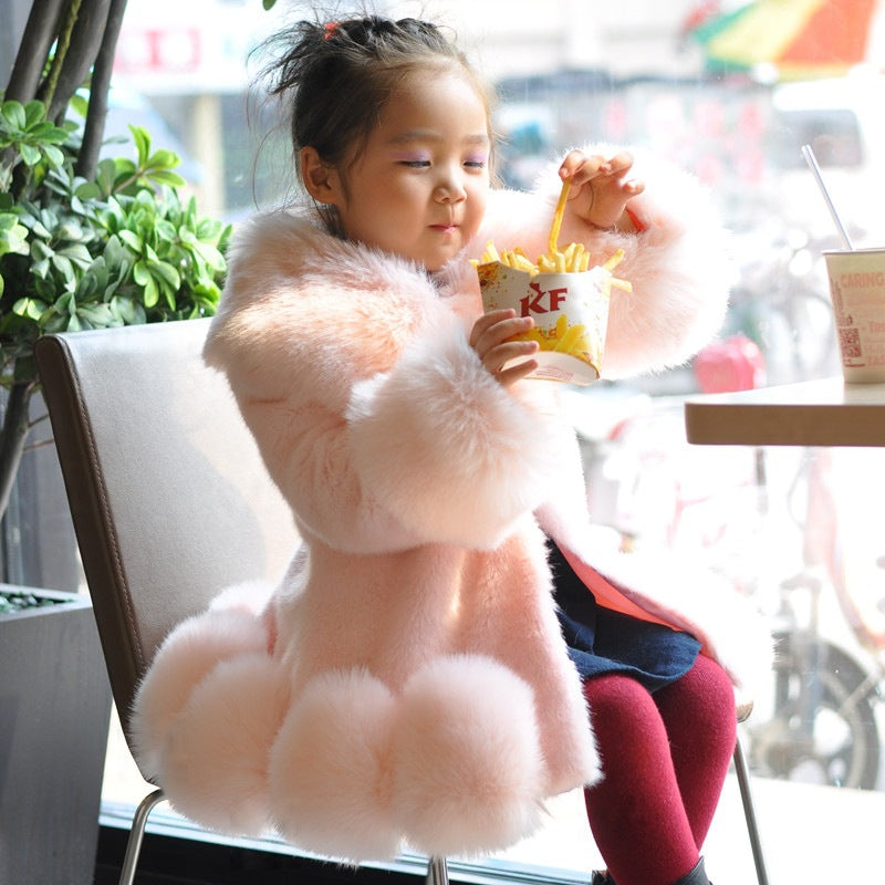 Children's Faux Fur Coat Parent-Child Coat