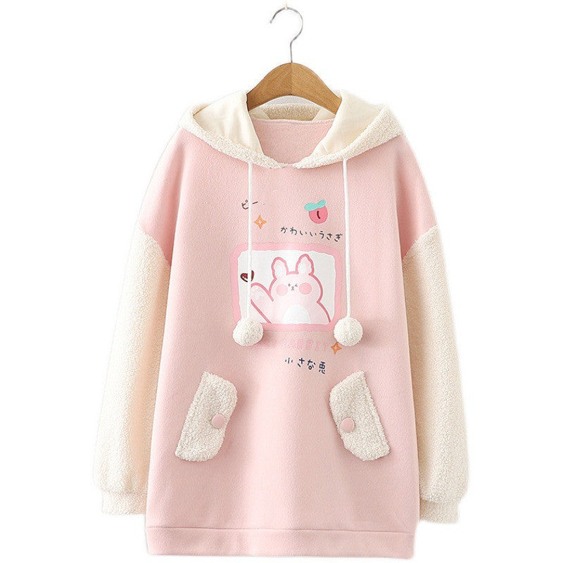 Autumn And Winter Mid Length Plush Girls' Top