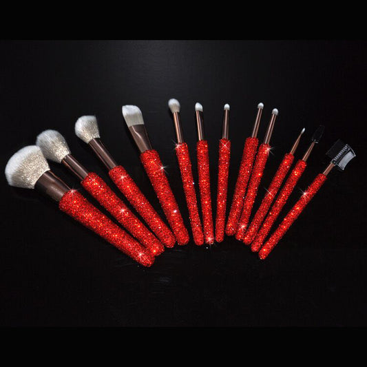 High-end Diamond-studded Makeup Brush Set Of 12 Makeup Brushes And Blush Brushes