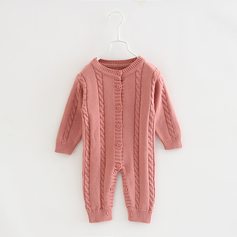 Baby Knitted Romper Winter Long Sleeve Newborn Girls Sweater Cotton Romper Baby Jumpsuit