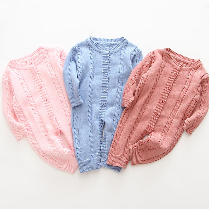 Baby Knitted Romper Winter Long Sleeve Newborn Girls Sweater Cotton Romper Baby Jumpsuit