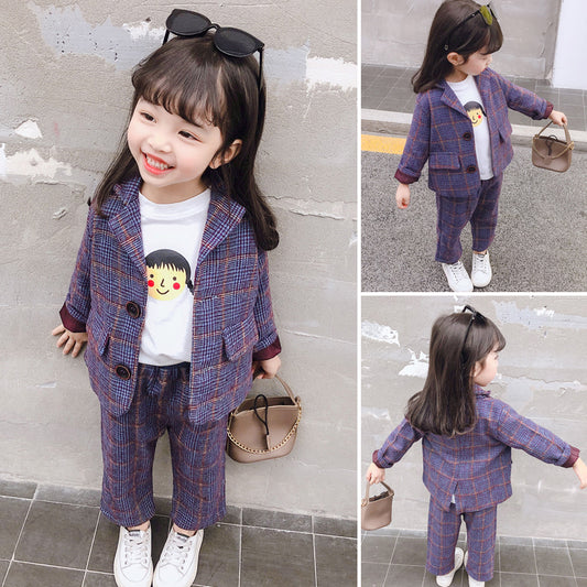 Girls' Suit Spring Clothes 3-year-old Baby Girl Coat Pants Suit