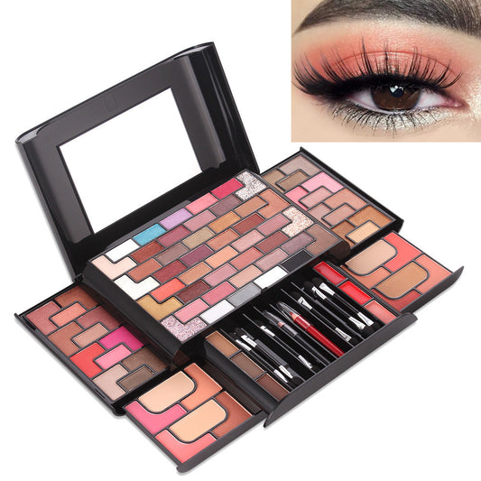 68 Colors Eye Shadow 8 Colors Blush 4 Colors Powder 3 Colors Eyebrow Powder Lipstick Makeup Set