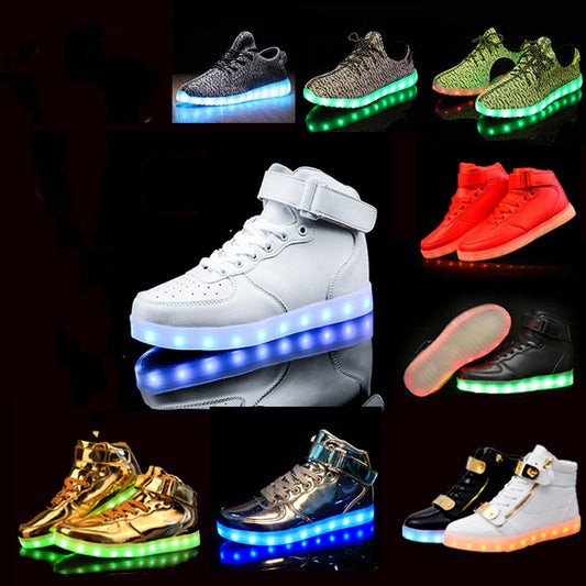 Usb Rechargeable Men's And Women's Light Shoes High Top Luminous Shoes