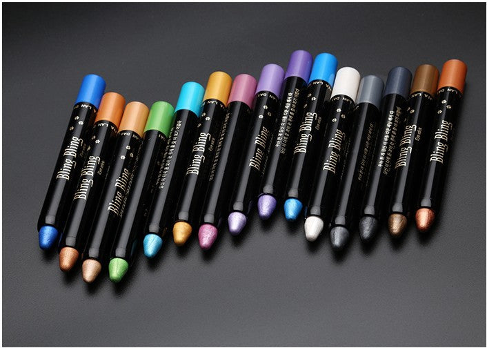 15 Shades Colored pearl Glitter Eyeshadow & Eyeliner Stick Professional