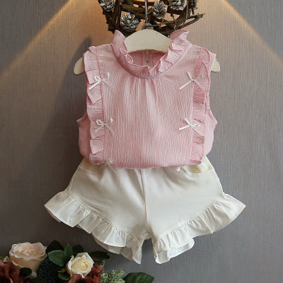 Children's wear Korean girls butterfly 2 Piece Set Top Shorts