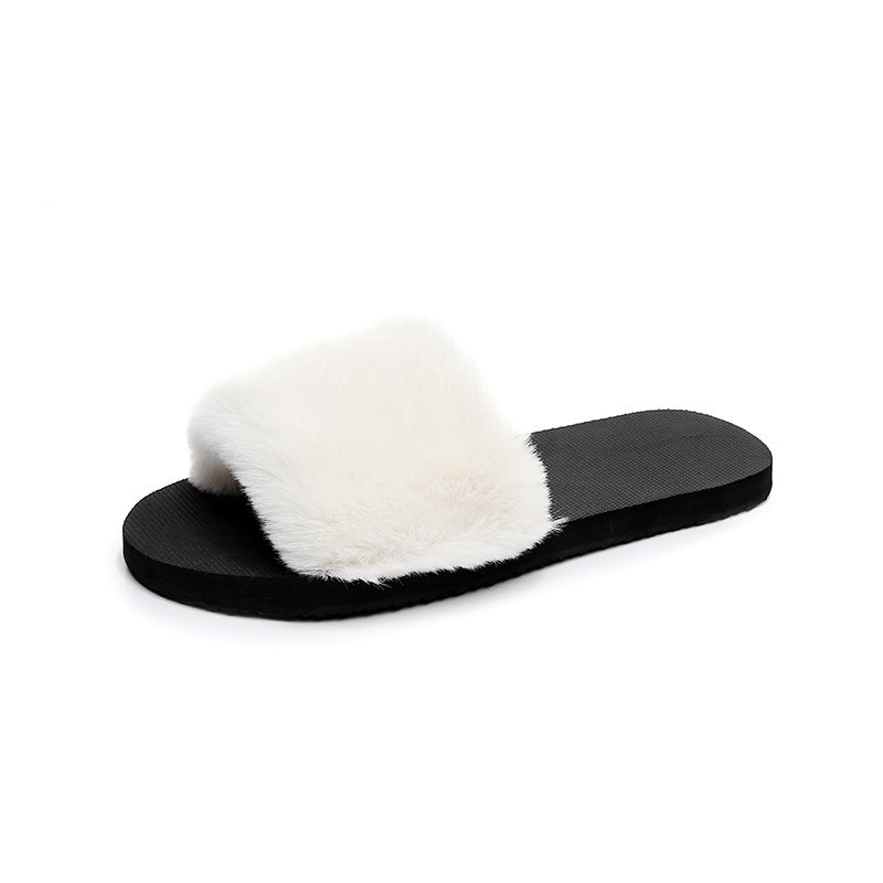 Wear non-slip and warm flip-flop plush slippers