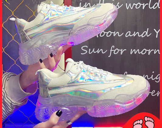 Jelly round head laser colorful shoes women