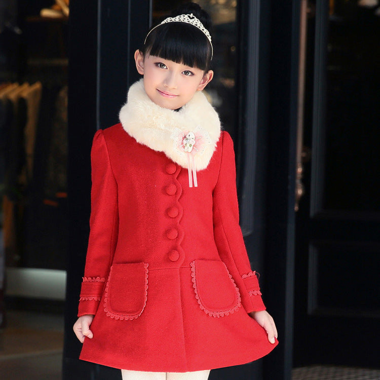 Children's fur collar coat Warm Winter Girls