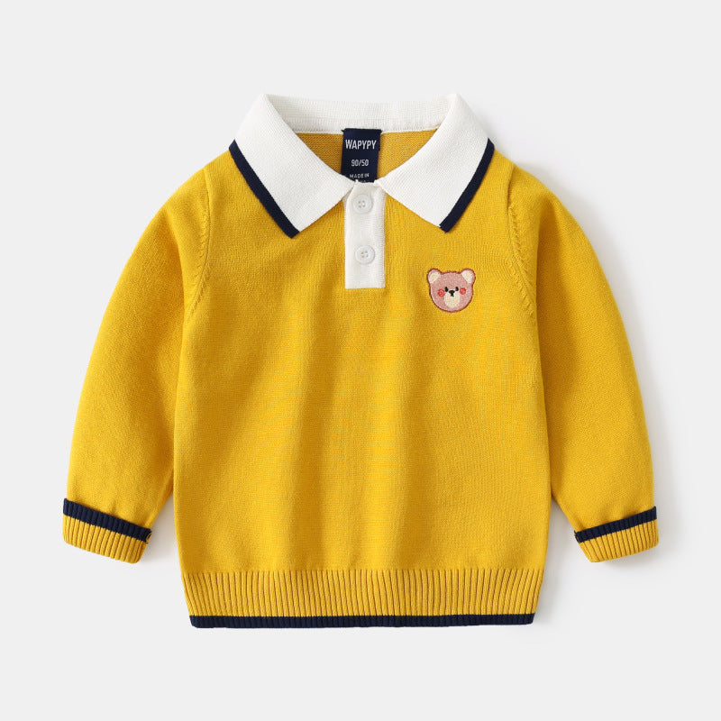 Fashion Boy Sweater Lapel Embroidery Boys