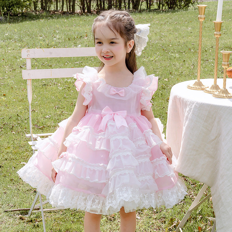 Vest Pettiskirt Girls Cake Dress Children Lolita Princess Dress