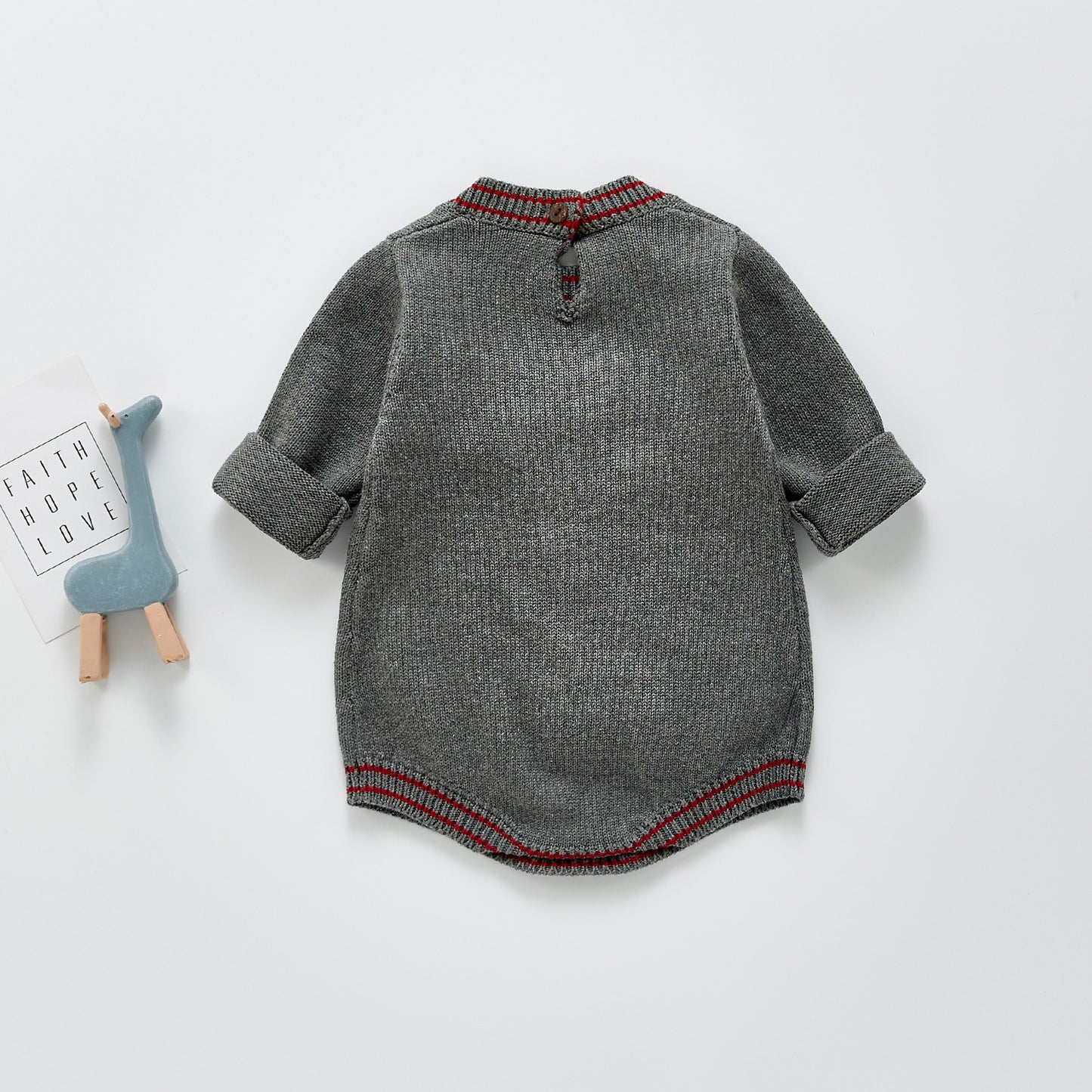 New Baby Knitted Embroidery Woolen Nordic Style One-piece Rompers