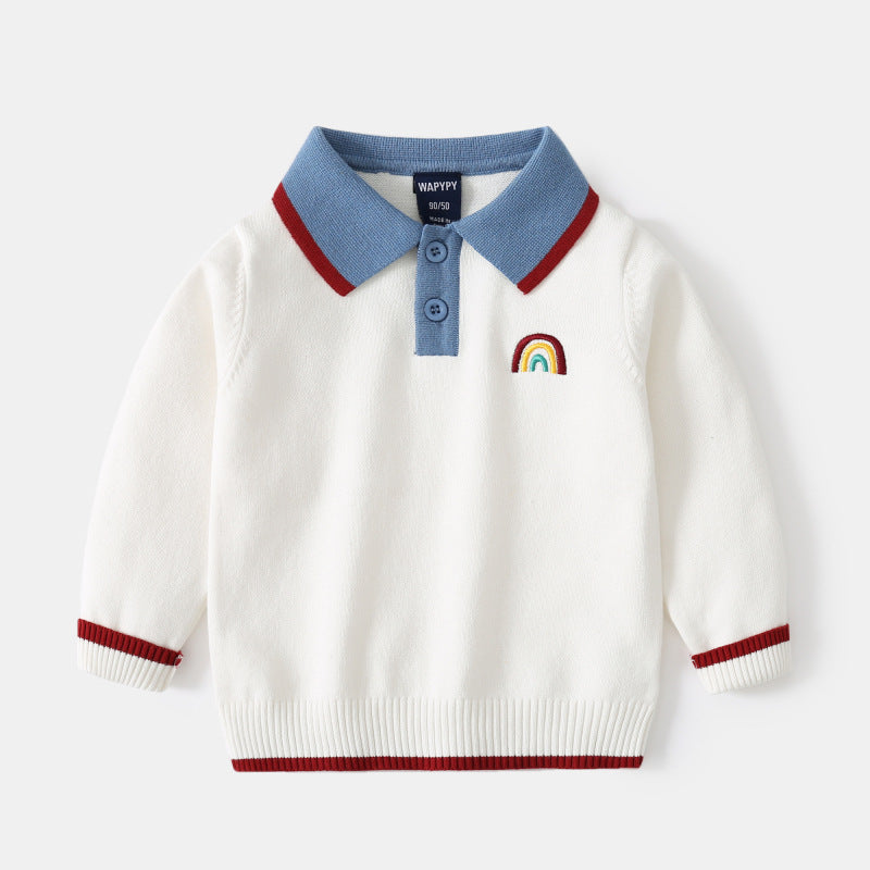 Fashion Boy Sweater Lapel Embroidery Boys