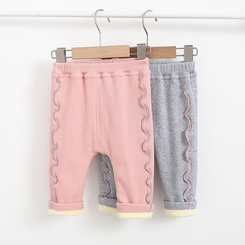 Fleece denim lace trousers Girls