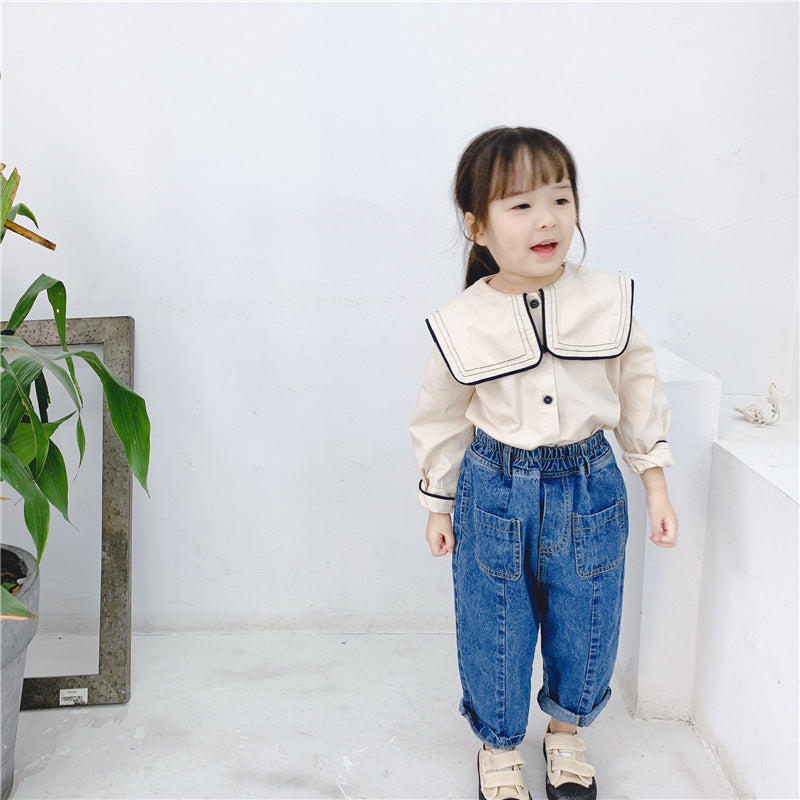 Girls big lapel shirt