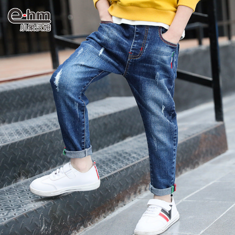 Boys denim trousers New style big children's Trouser.