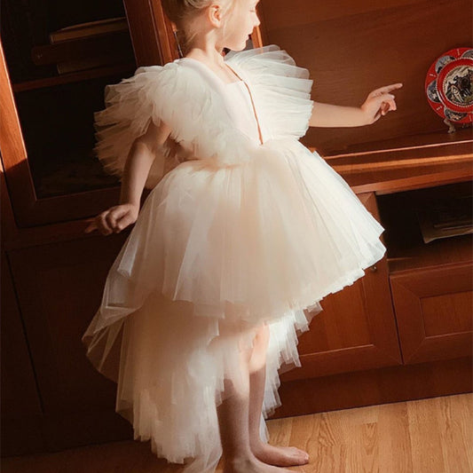 Girls Temperament Lace Ruffled Princess Dress