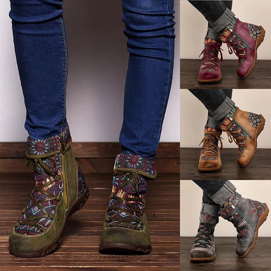 Bohemian lace-up women's boots