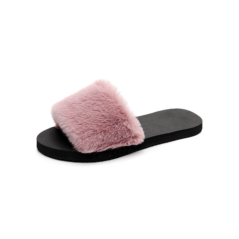 Wear non-slip and warm flip-flop plush slippers