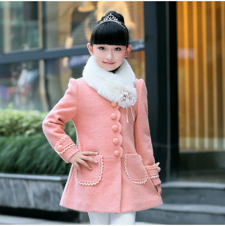 Children's fur collar coat Warm Winter Girls