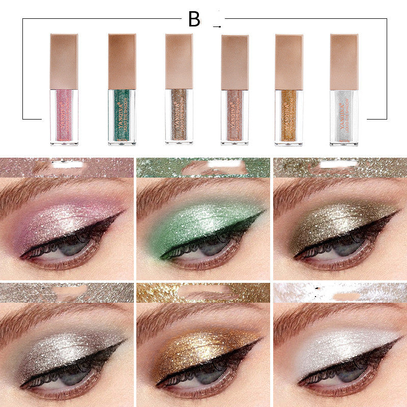 6 Pcs Set Matte Pearlescent Eyeshadow Sequined Diamond Eyeshadow Set