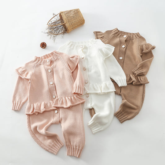 Infant Long Romper Pure Cotton Woolen Bodysuit