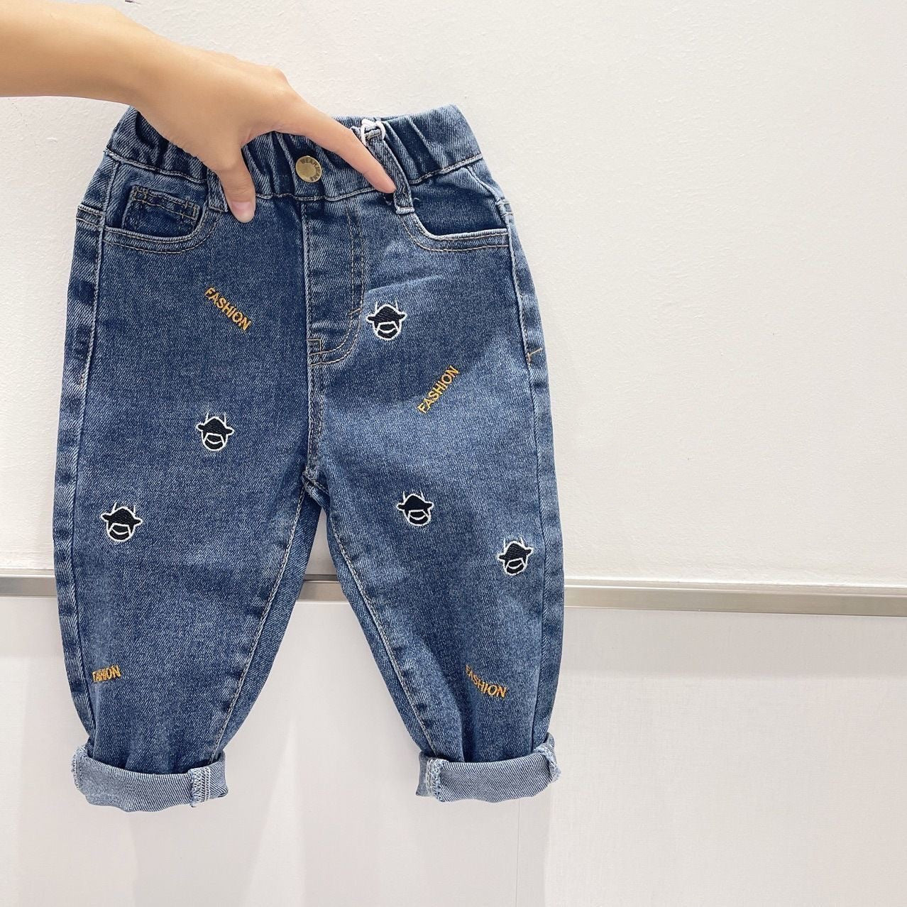 Boys Girls Denim Casual Children's All-match Long Pants