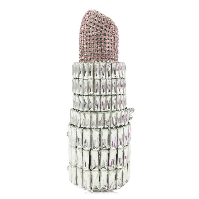 New Pointy-bottom Lipstick Shape Women Bag Lipstick Full Diamond Dinner Party