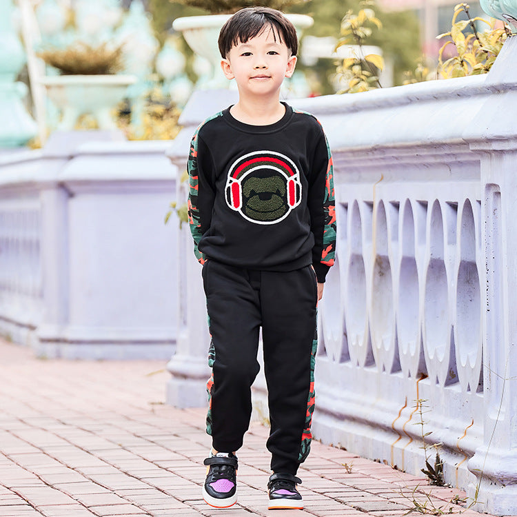 Children's Suit Cartoon Cute Long-sleeved Thick Suit Boy Girl