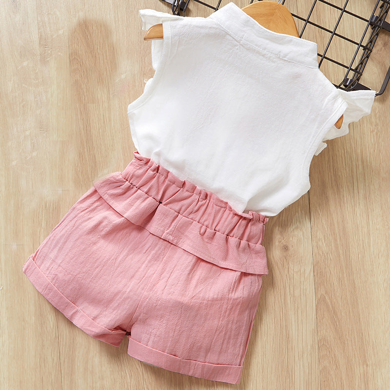 Top solid color shorts princess suit