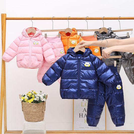 Children's Girls Boys Down And Wadded Jacket Sets Thick Wash-free Outer Wear