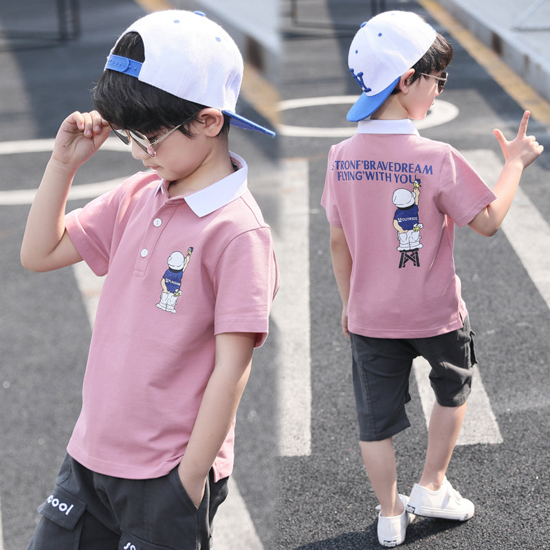 Children  Cotton Cartoon Suit  Short-sleeved Suits 2 Piece Suit