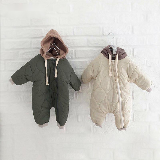 Baby Padded Quilted Winter Jumpsuit Outing Clothes Rompers Boys Girls