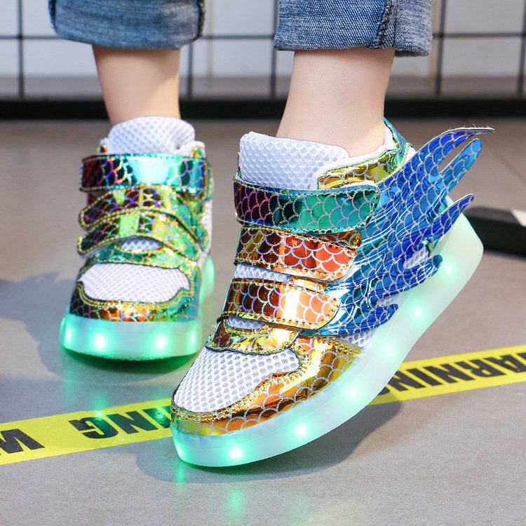 Lights up, children's sneakers, glitter shoes