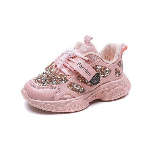 Casual Breathable Mesh Sequined Boy Girl  Children's Student Daddy Shoes