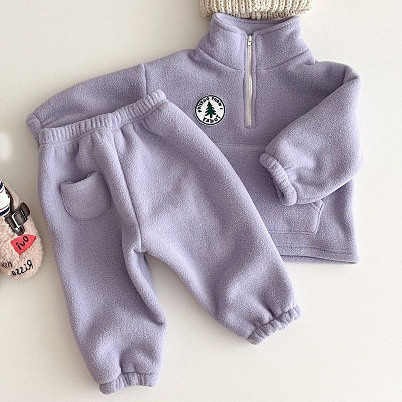 Middle And Small Children's Plus Thick Fashion Suit Fleece