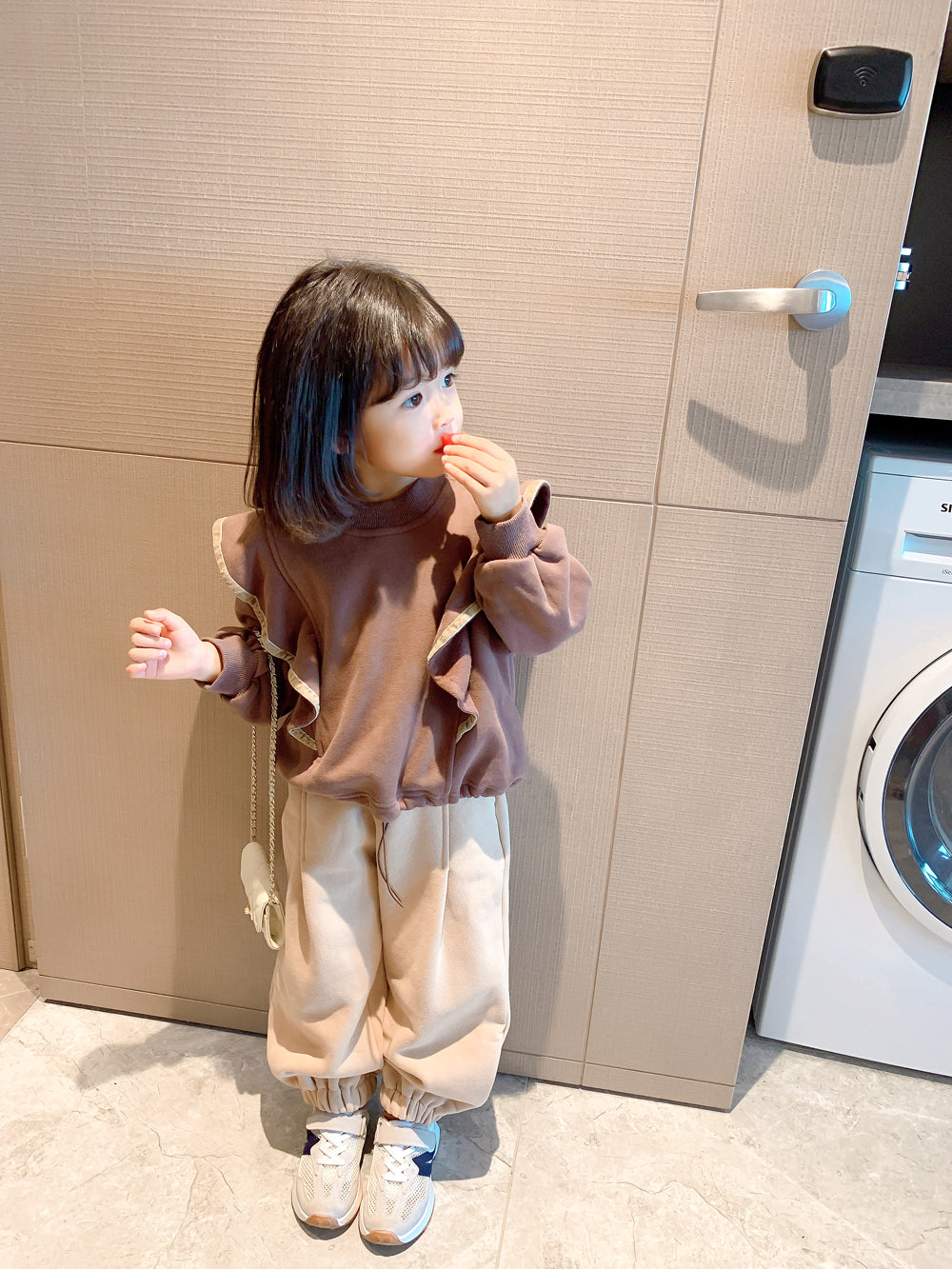 Girls' Suit Autumn And Winter Fleece Sweater Casual Pants