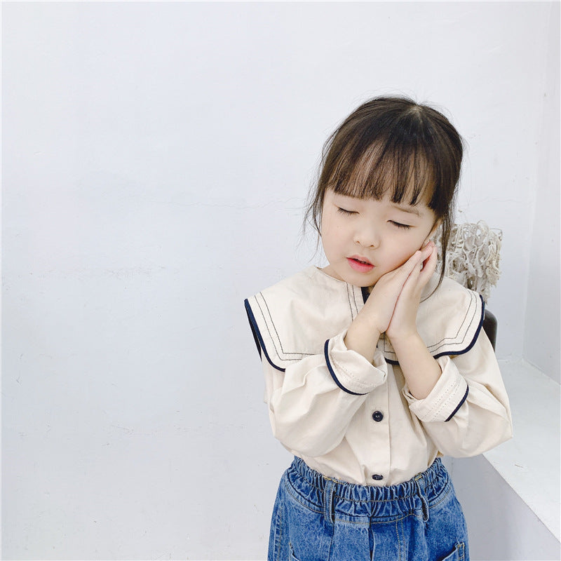 Girls big lapel shirt