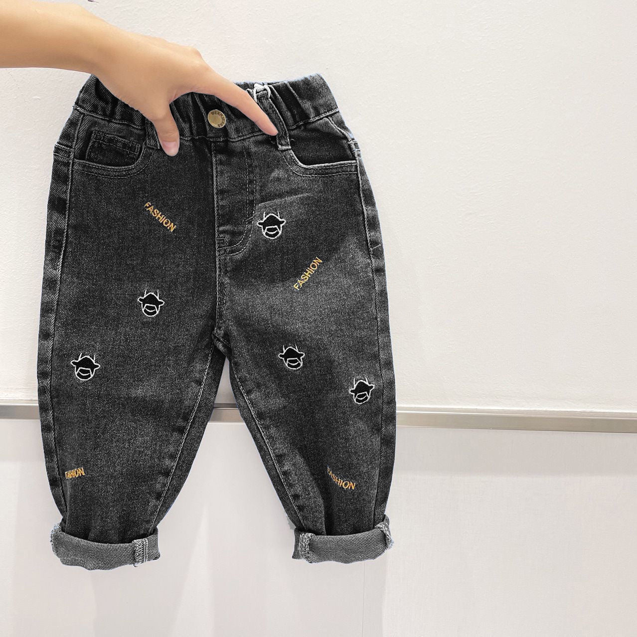 Boys Girls Denim Casual Children's All-match Long Pants